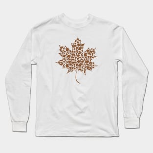 Fall Leaf in Giraffe Print Long Sleeve T-Shirt